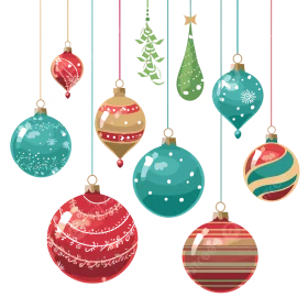 Festive Christmas Ornaments Clipart Collection - Hanging Holiday Decorations