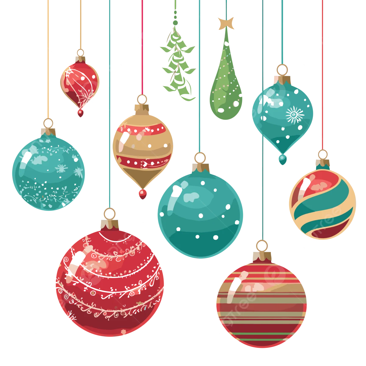 Festive Christmas Ornaments Clipart Collection - Hanging Holiday Decorations