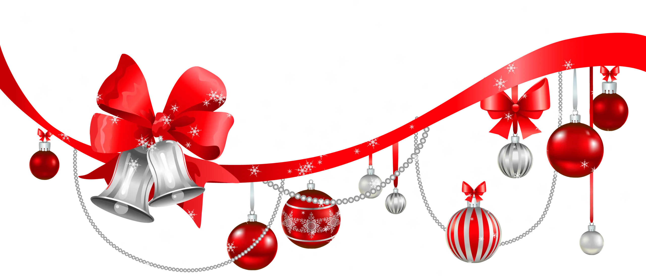 Festive Christmas Ornaments Clipart with Elegant Silver and Red Decorations