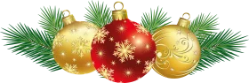 Festive Christmas Ornaments Clipart with Golden and Red Snowflake Baubles