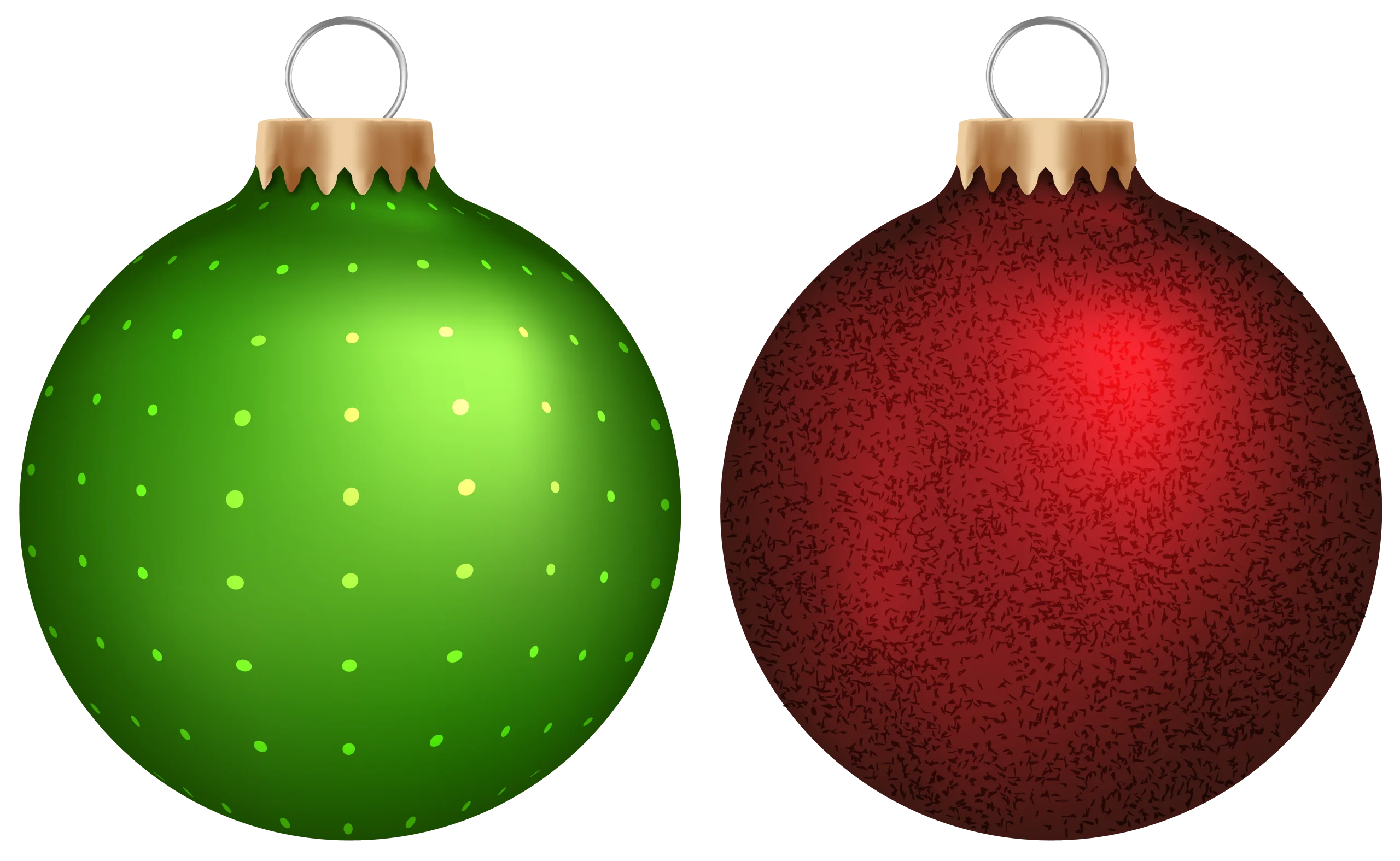 Festive Christmas Tree Ornament Clipart - Classic Holiday Baubles in Green and Red