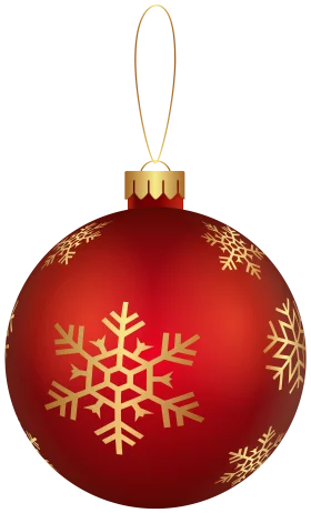 Festive Red Christmas Ornament Clipart with Golden Snowflake Patterns
