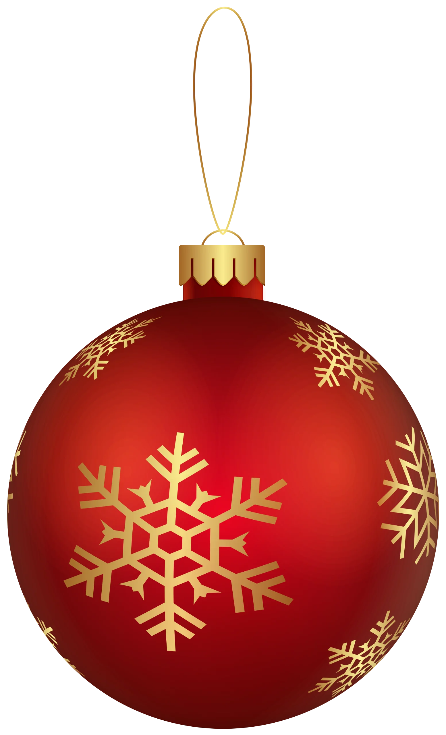 Festive Red Christmas Ornament Clipart with Golden Snowflake Patterns