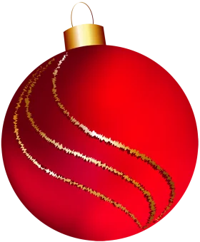 Festive Red Christmas Ornament Clipart with Shimmering Golden Swirl Design