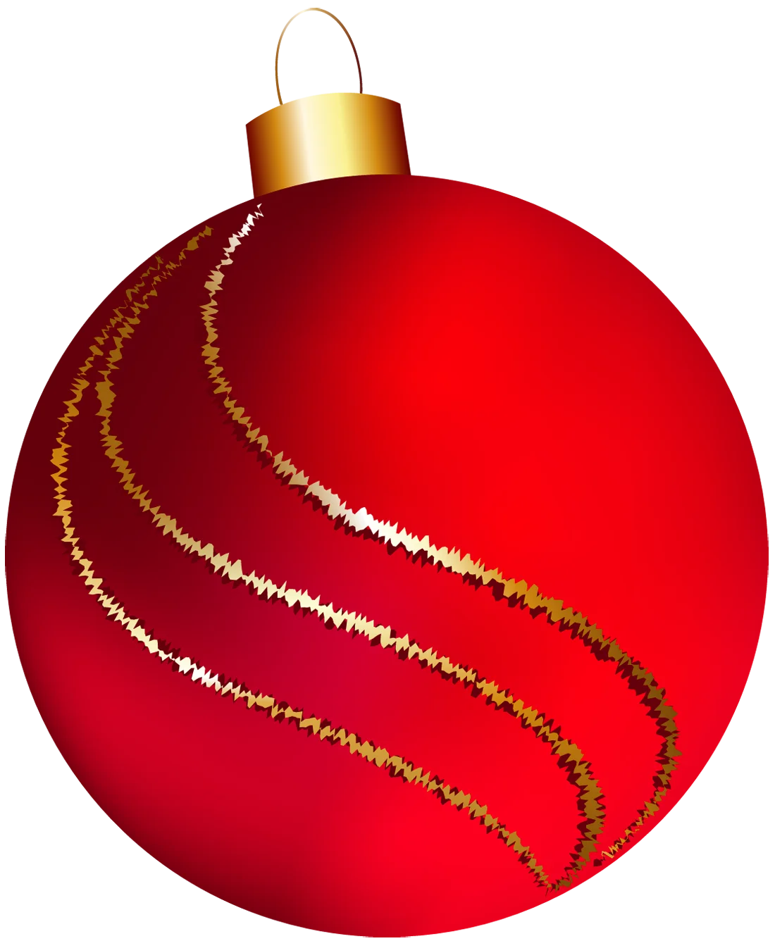 Festive Red Christmas Ornament Clipart with Shimmering Golden Swirl Design