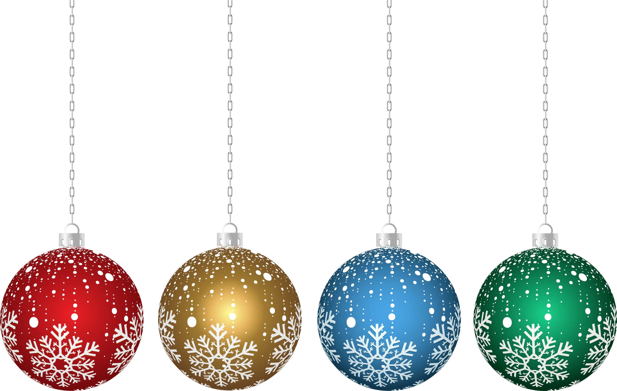 Festive Snowflake Christmas Ornament Clipart Collection in Seasonal Colors