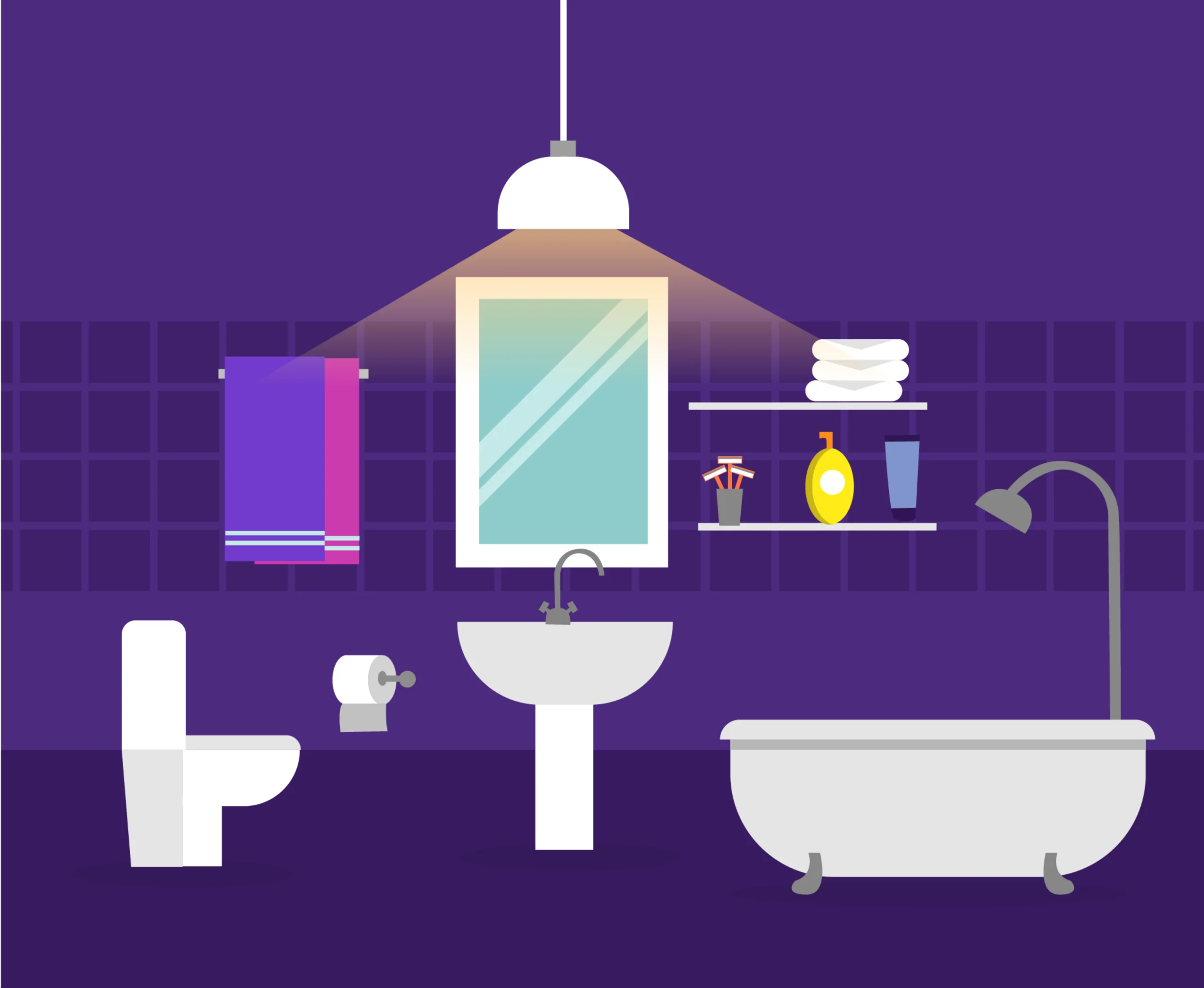 Minimalist Pastel Bathroom Interior Design Clipart Illustration