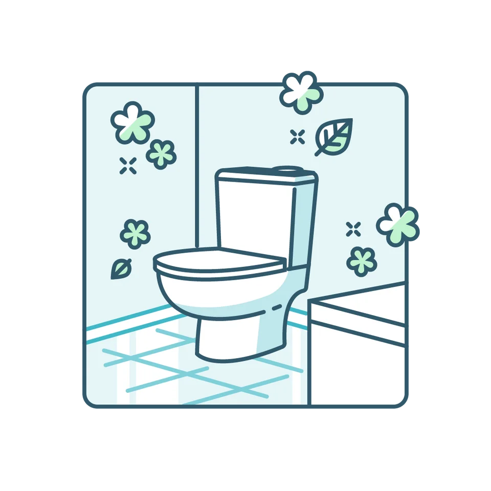 Serene Bathroom Hygiene Clipart with Delicate Floral Decorative Elements