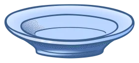 Classic Blue Ceramic Serving Plate Clipart Illustration in Soft Pastel Tones