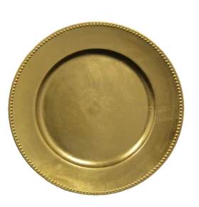 Elegant Gold Beaded Rim Decorative Charger Plate Clipart Design