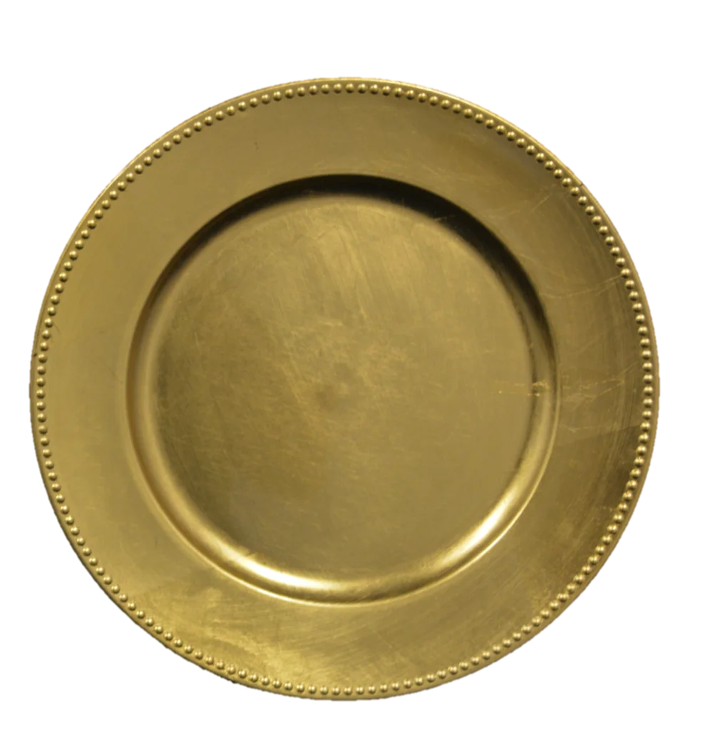 Elegant Gold Beaded Rim Decorative Charger Plate Clipart Design