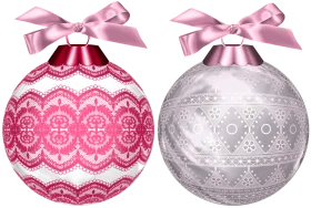 Elegant Pink and Silver Christmas Ornaments Festive Clipart Collection