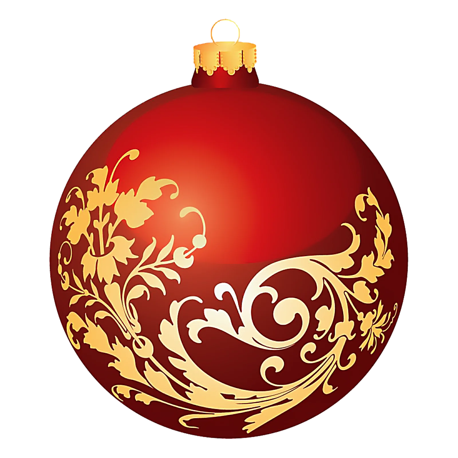 Elegant Red and Gold Filigree Christmas Ornament Clipart Design