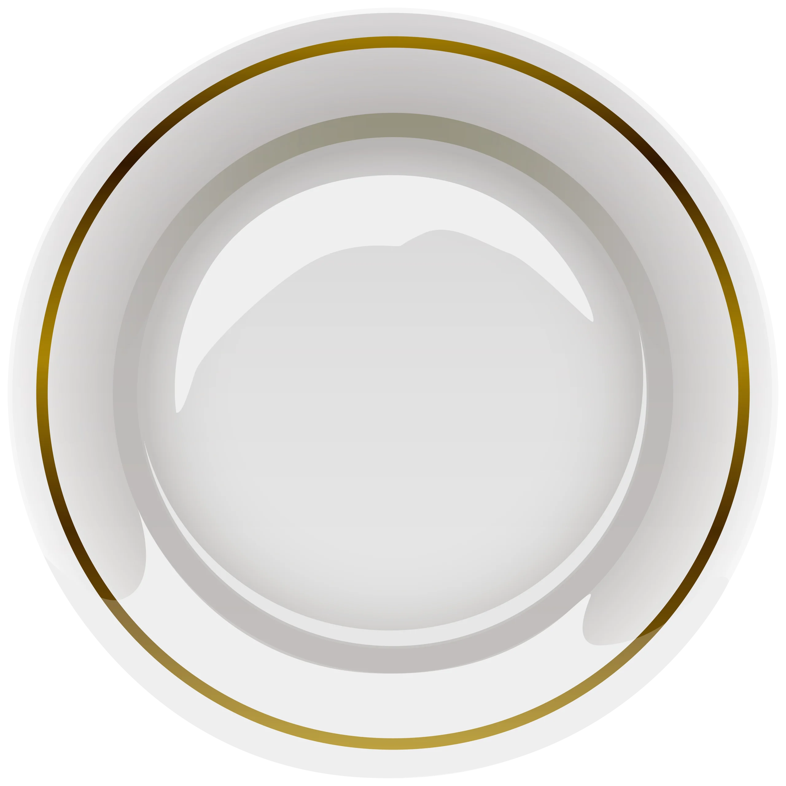 Elegant White Ceramic Dinner Plate with Golden Rim Clipart Design
