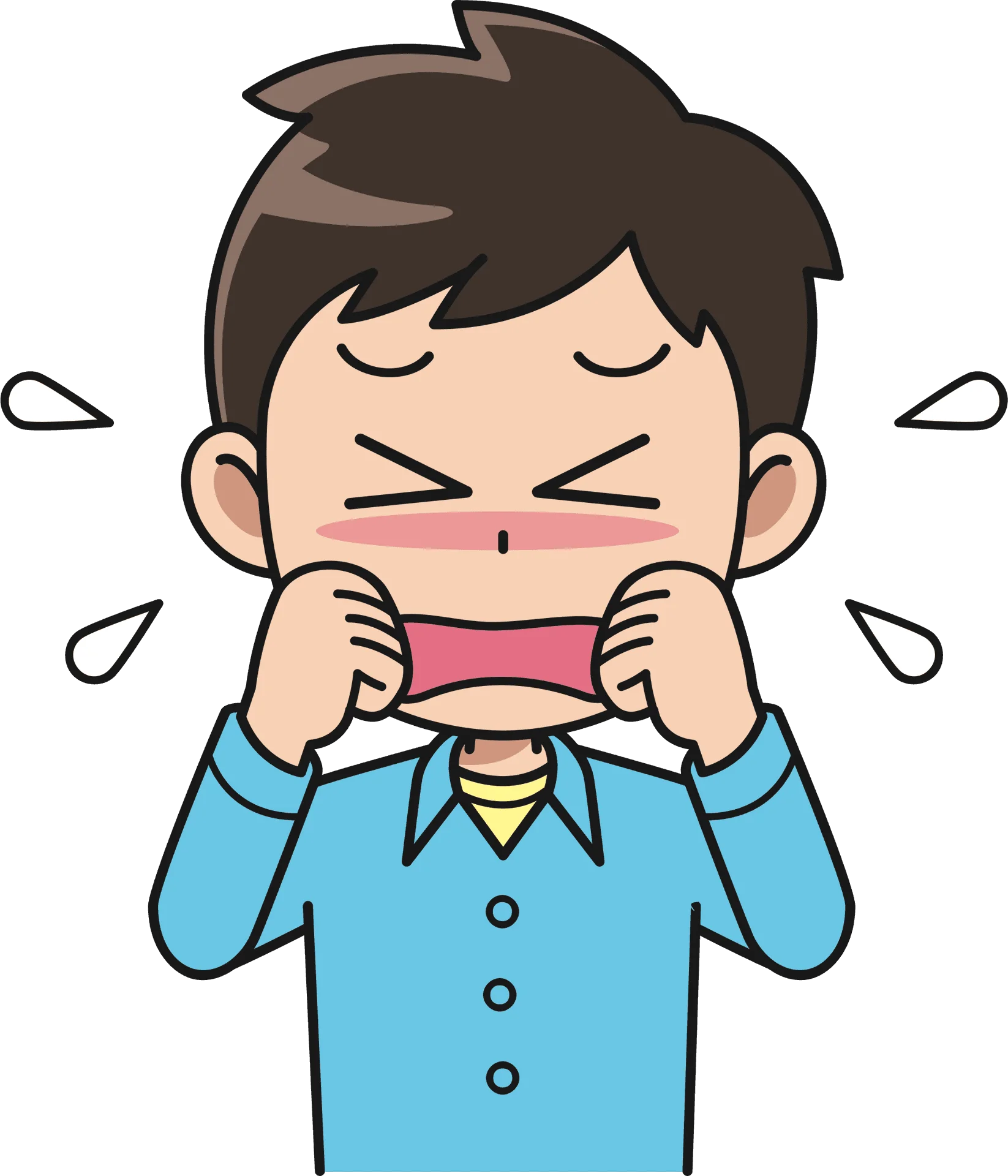 Emotional Distress Clipart: A Young Person's Tearful Expression of Overwhelming Feelings