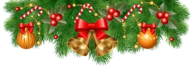 Festive Christmas Garland Clipart with Ornaments, Bells, and Holiday Decorations