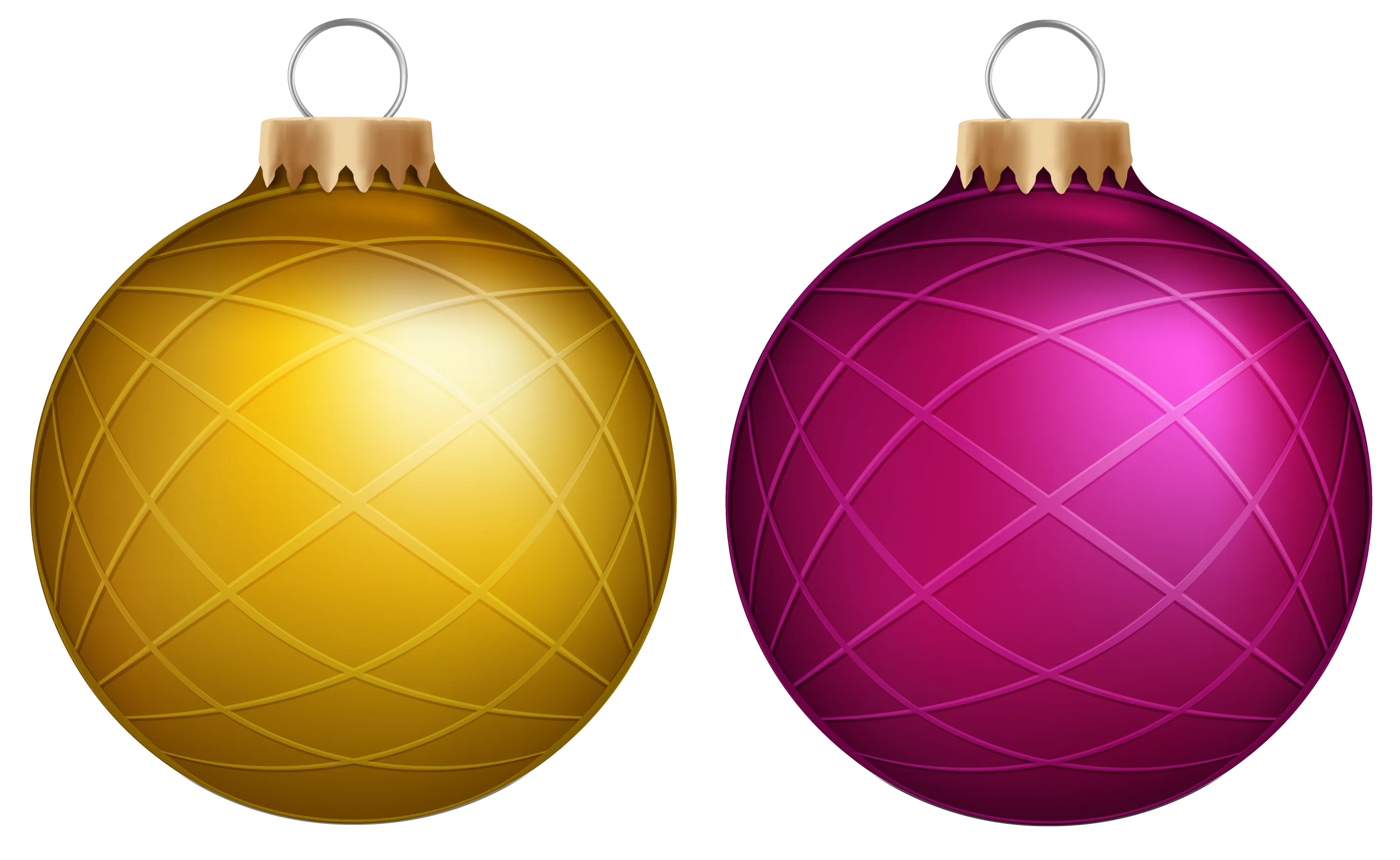 Festive Holiday Christmas Tree Ornaments Glossy Clipart Design