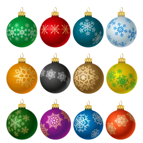 Festive Holiday Snowflake Christmas Ornaments Clipart Collection