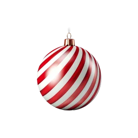 Festive Red and White Striped Christmas Ornament Clipart Design