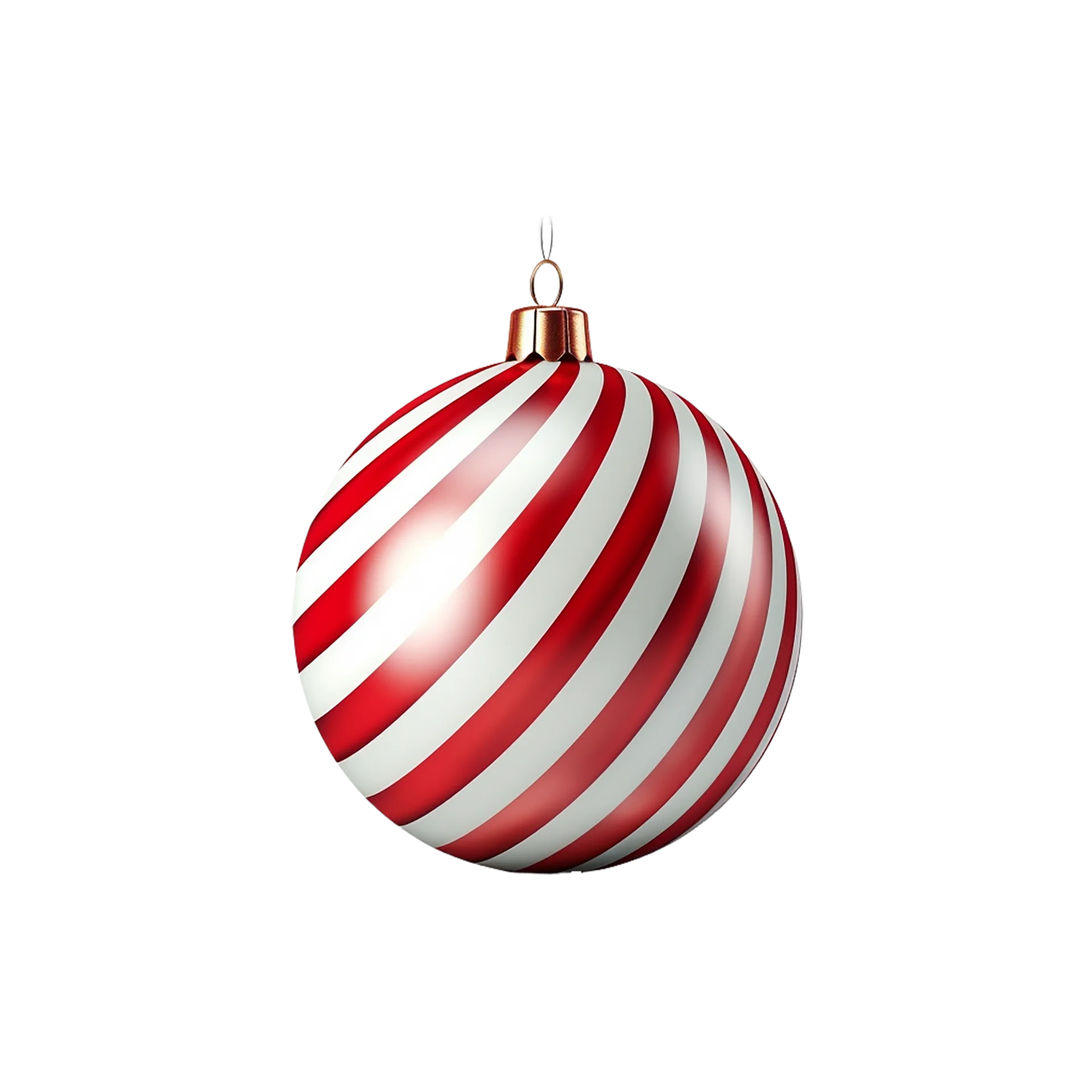 Festive Red and White Striped Christmas Ornament Clipart Design