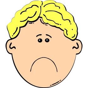 Melancholy Blonde Boy with Downturned Lips Expressing Emotional Clipart Illustration