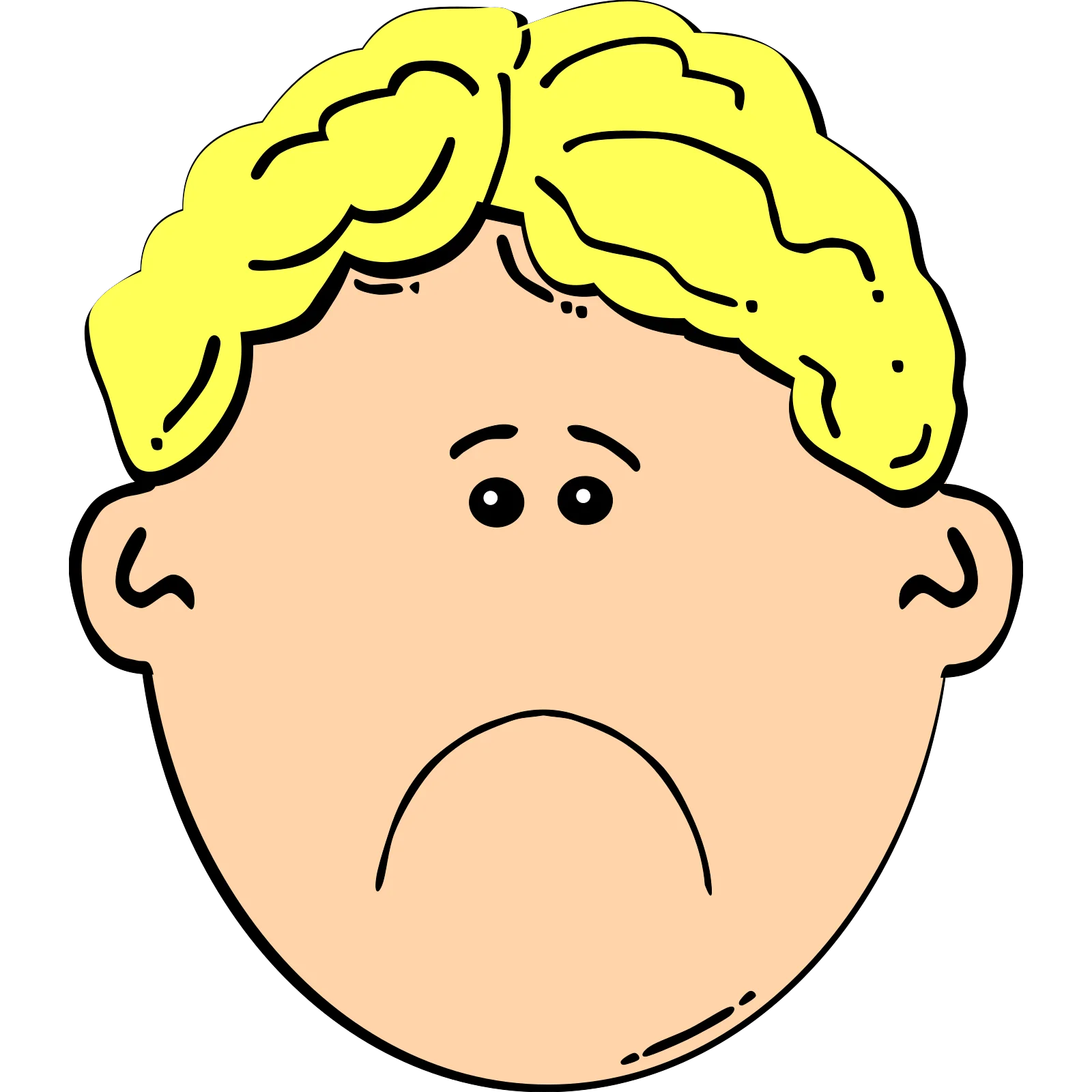 Melancholy Blonde Boy with Downturned Lips Expressing Emotional Clipart Illustration