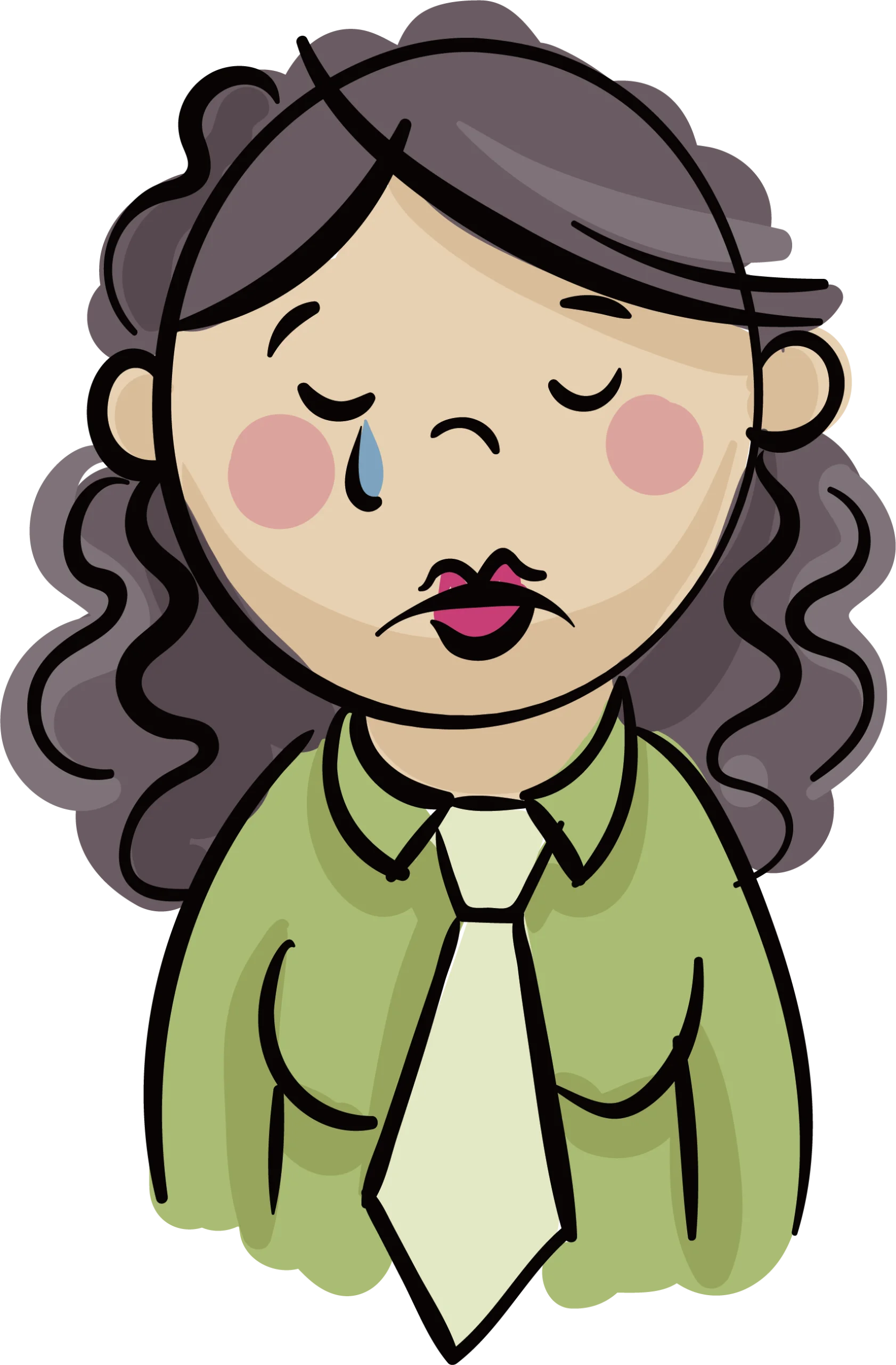 Melancholy Moments: A Tearful Emotional Clipart Illustration of Inner Sorrow