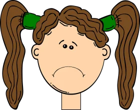 Melancholy Pigtailed Girl Clipart Illustration Expressing Childhood Emotions