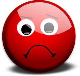 Melancholy Red Sad Emoji Clipart: A Glossy 3D Sphere of Emotional Depth
