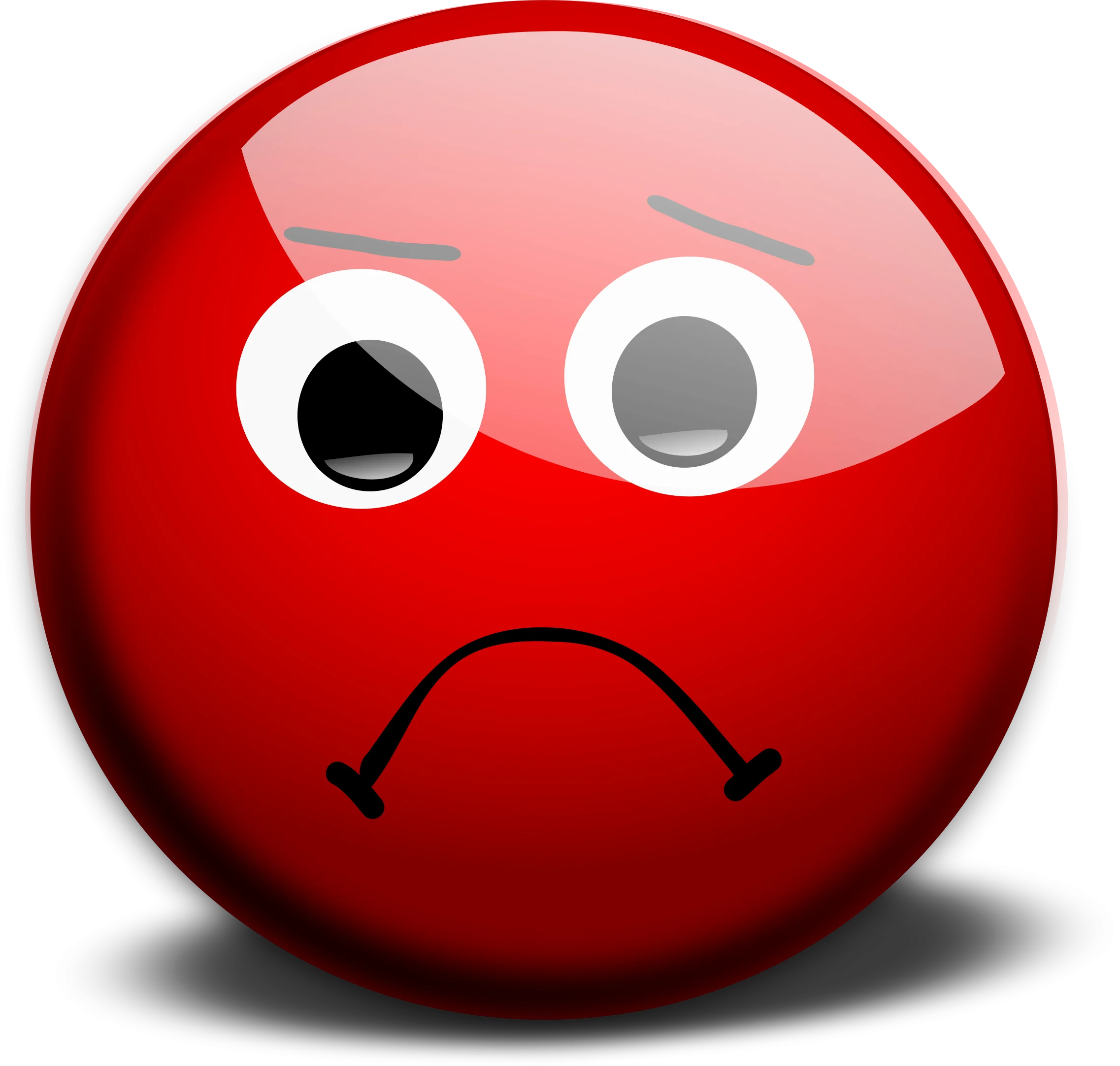Melancholy Red Sad Emoji Clipart: A Glossy 3D Sphere of Emotional Depth