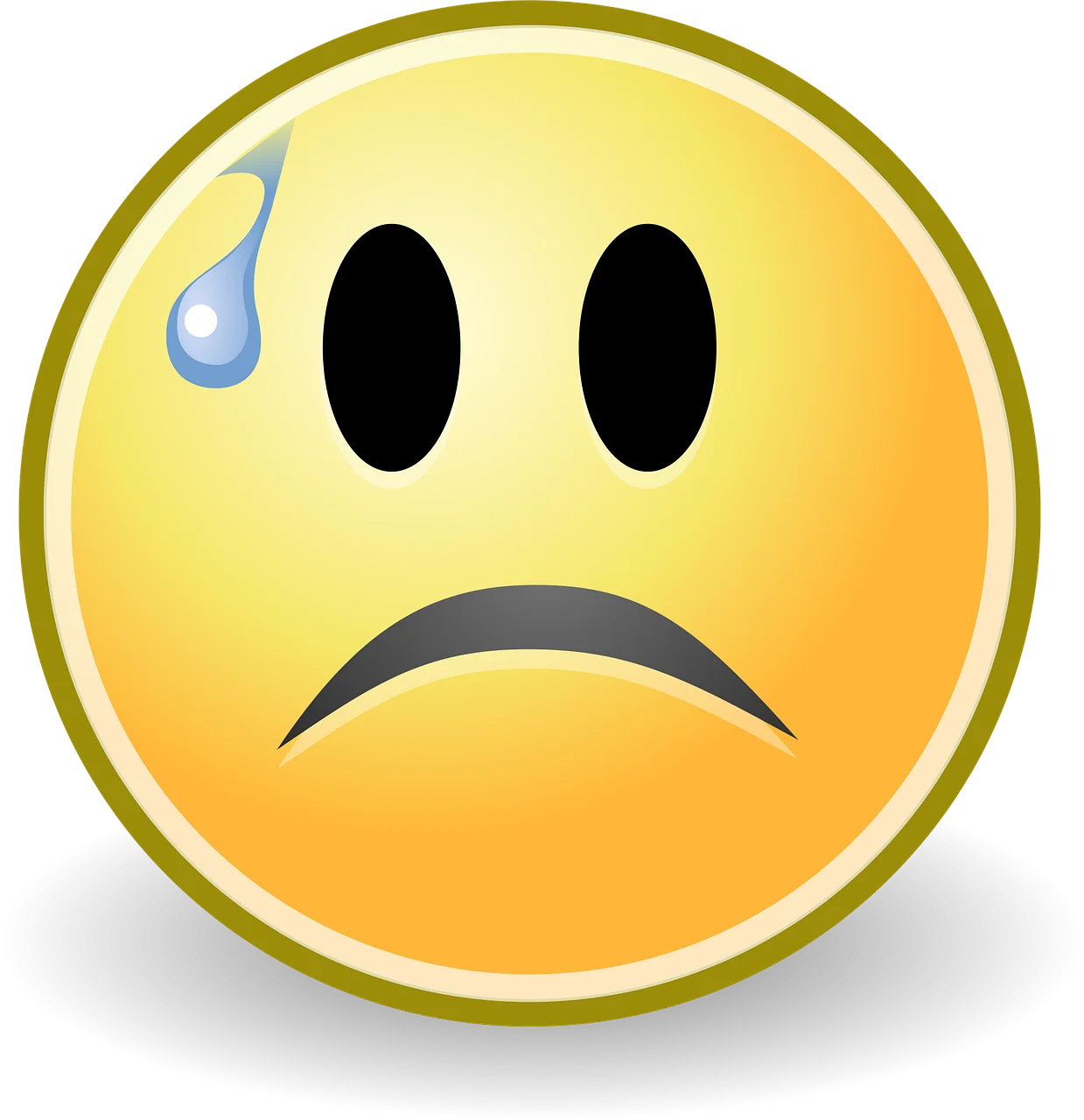Melancholy Yellow Emoji Clipart: Expressing Emotional Distress with a Droplet