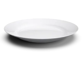 Minimalist White Ceramic Serving Plate Clipart on Neutral Background
