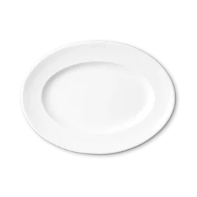 Simple White Oval Ceramic Serving Plate Minimalist Clipart Design