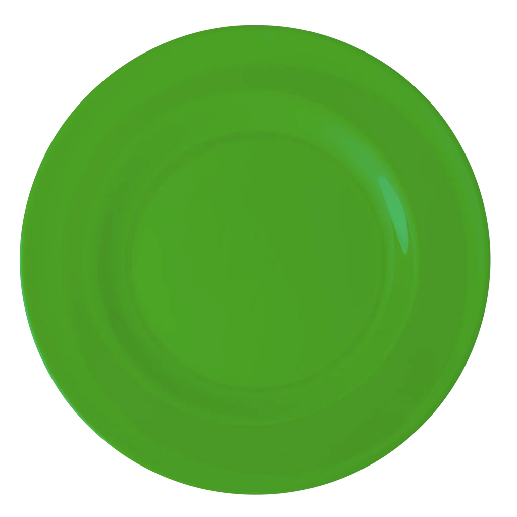Solid Lime Green Round Ceramic Plate Clipart Simple Design