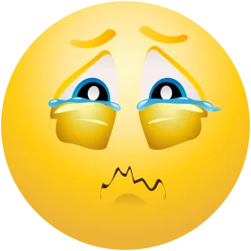 Tearful Emoji Clipart: Emotional Distress Rendered in Soft Yellow Hues