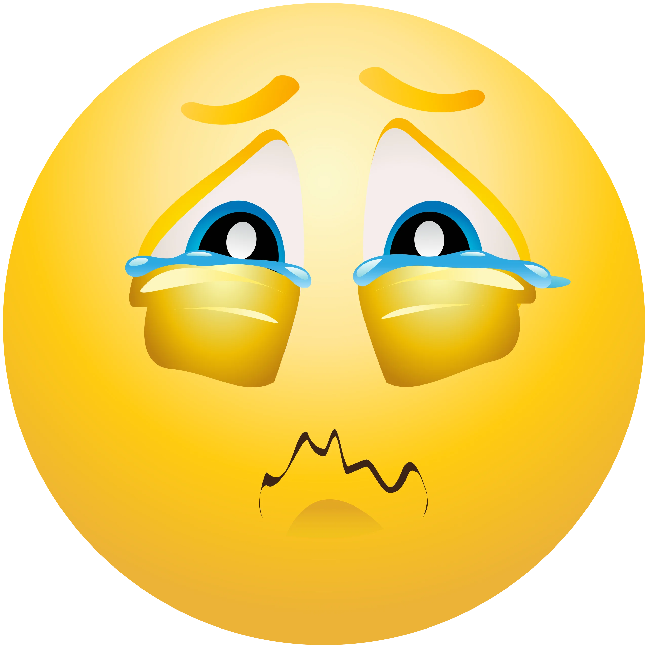 Tearful Emoji Clipart: Emotional Distress Rendered in Soft Yellow Hues