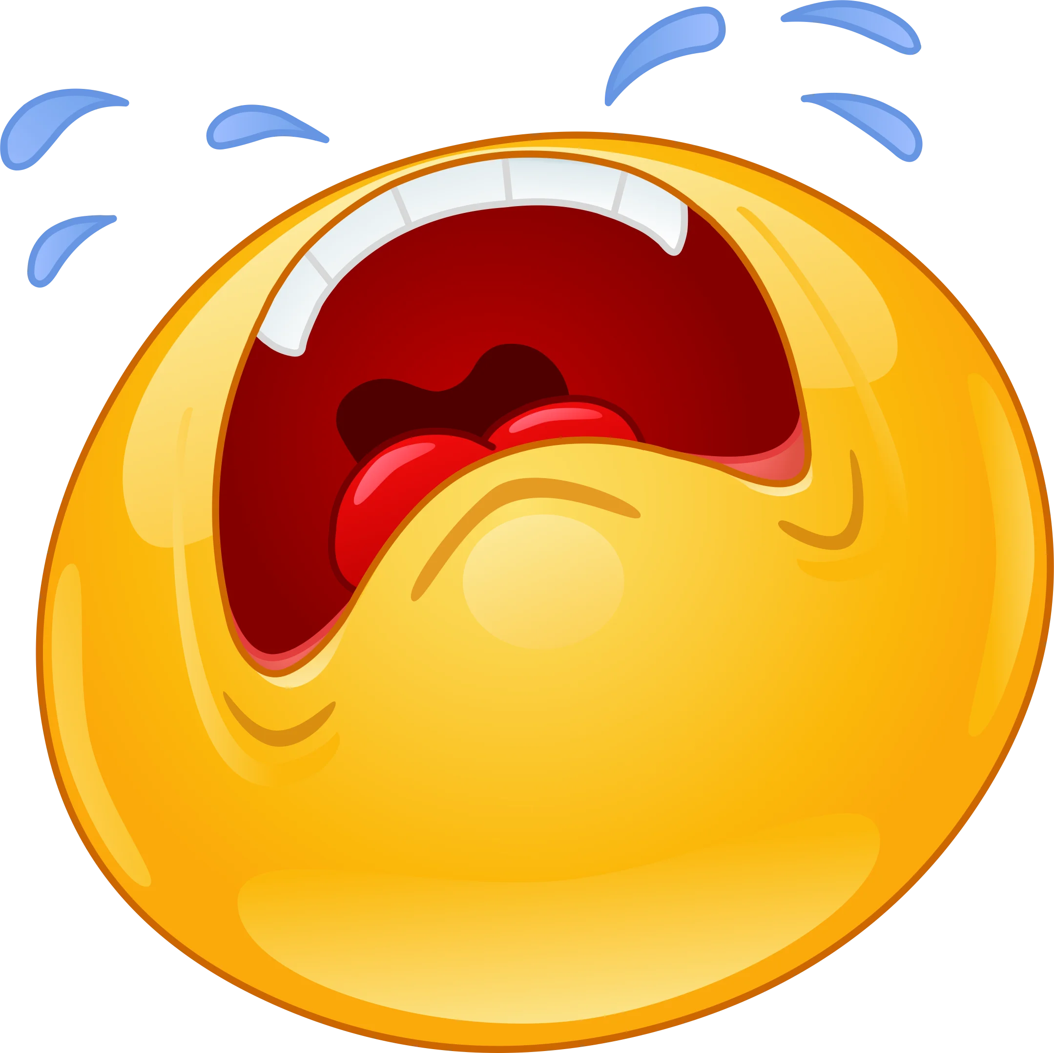 Tearful Yellow Emoji Clipart Expressing Deep Emotional Distress and Sorrow