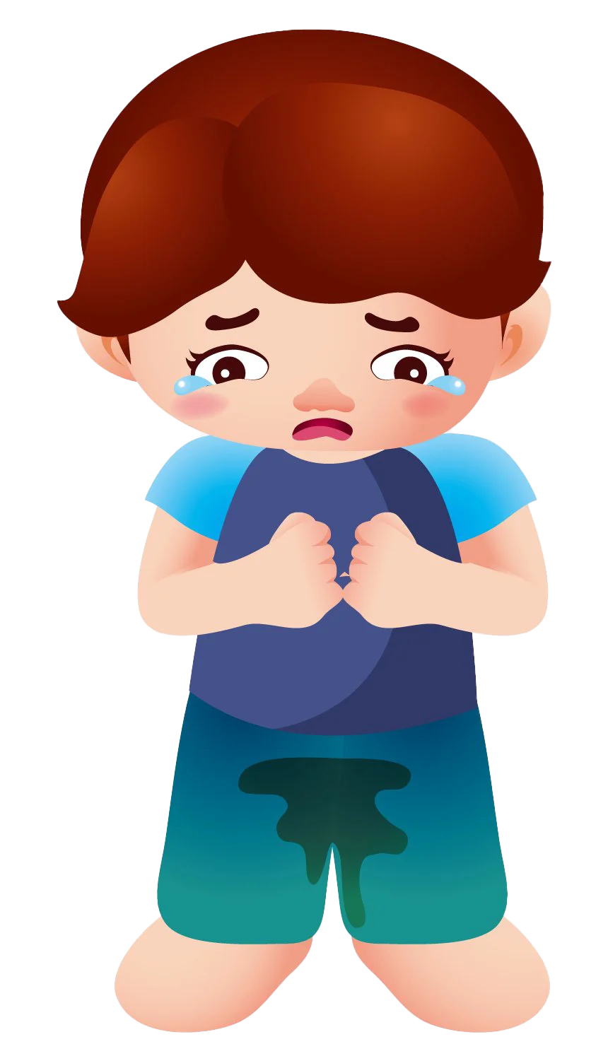 Tearful Young Boy Expressing Emotional Distress in Cute Cartoon Clipart Style