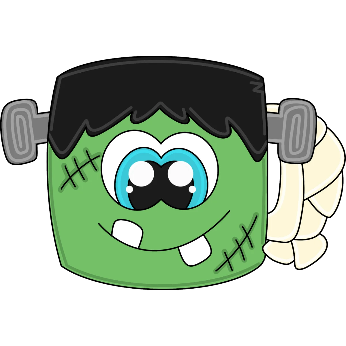 Adorable Cartoon Frankenstein Monster Clipart with Playful Cartoon Eyes