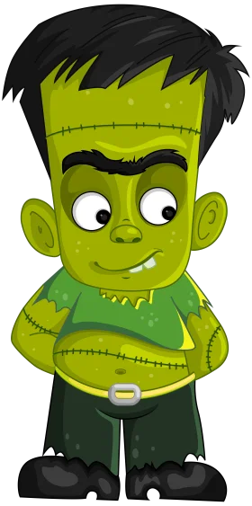 Adorable Frankenstein Monster Cartoon Clipart: Cute Halloween Character Design