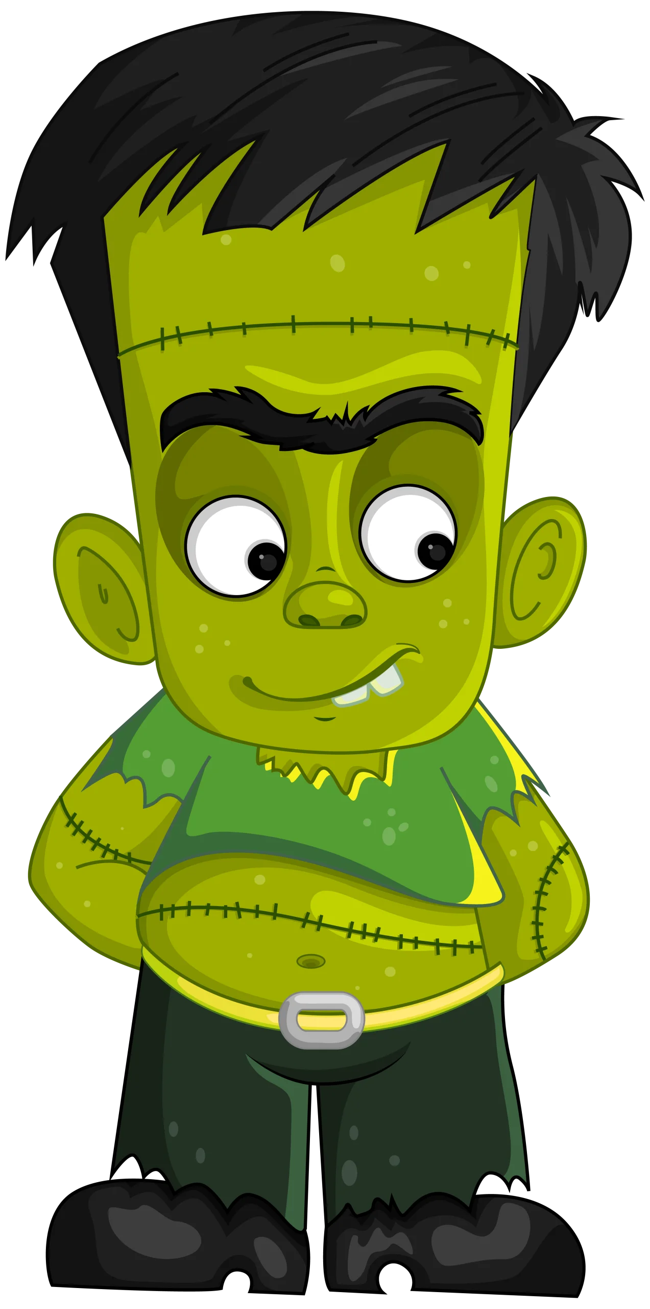 Adorable Frankenstein Monster Cartoon Clipart: Cute Halloween Character Design