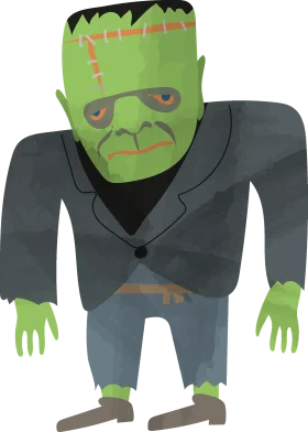 Cartoon Frankenstein Monster Clipart - Stylized Halloween Character Illustration