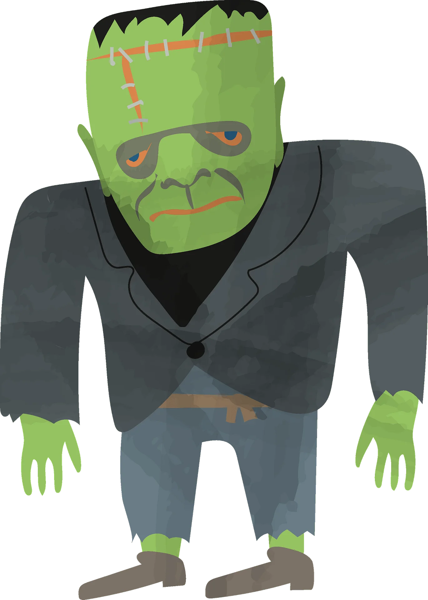 Cartoon Frankenstein Monster Clipart - Stylized Halloween Character Illustration