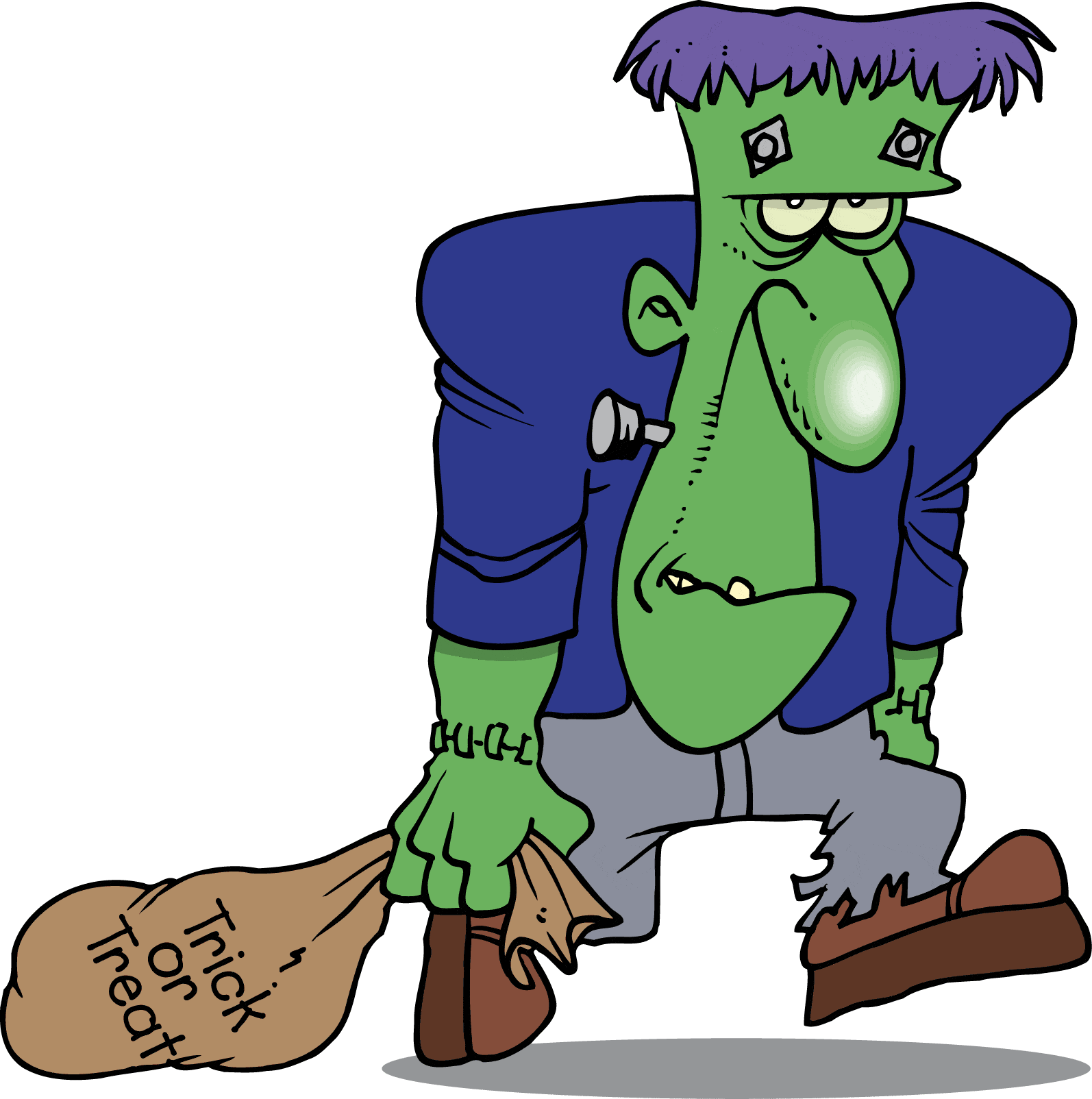Comical Frankenstein Monster Clipart: A Quirky Halloween Character Illustration