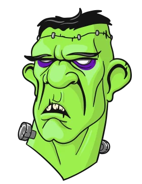 Grumpy Green Frankenstein Monster Head Cartoon Clipart Illustration
