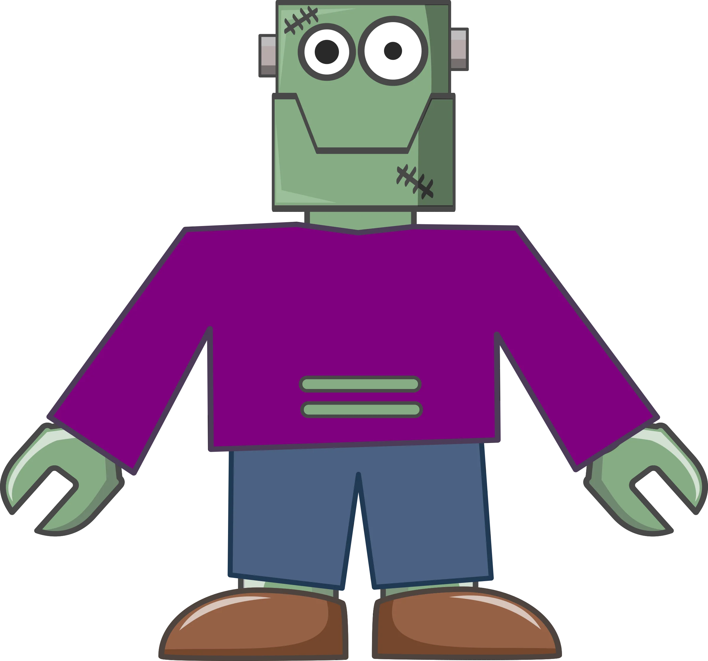 Playful Frankenstein Monster Clipart: Cute Cartoon Character Design