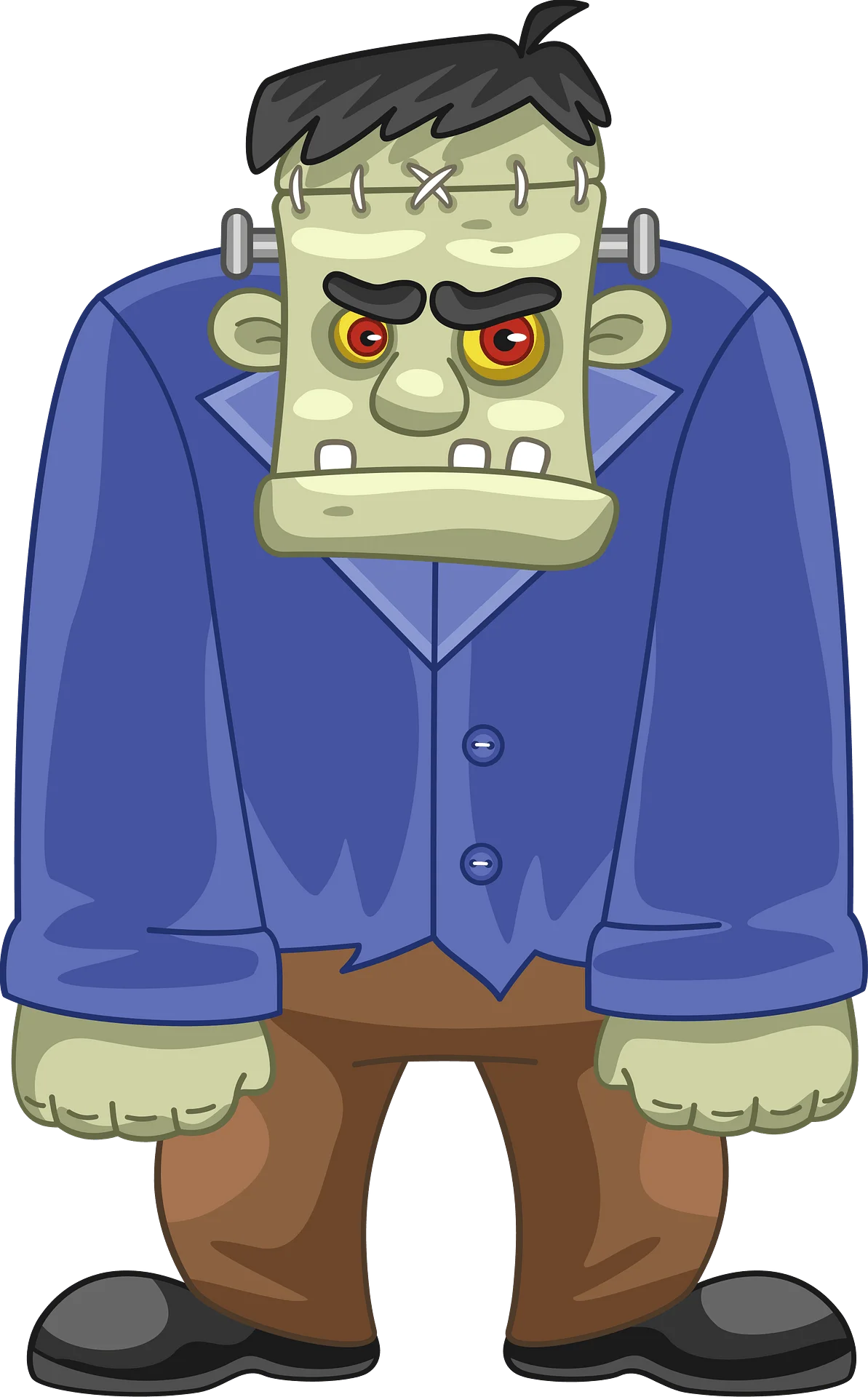 Quirky Frankenstein Monster Cartoon Clipart with Grumpy Expressions