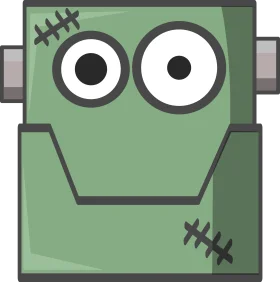 Quirky Frankenstein Monster Clipart: Adorably Stitched Square Character Design