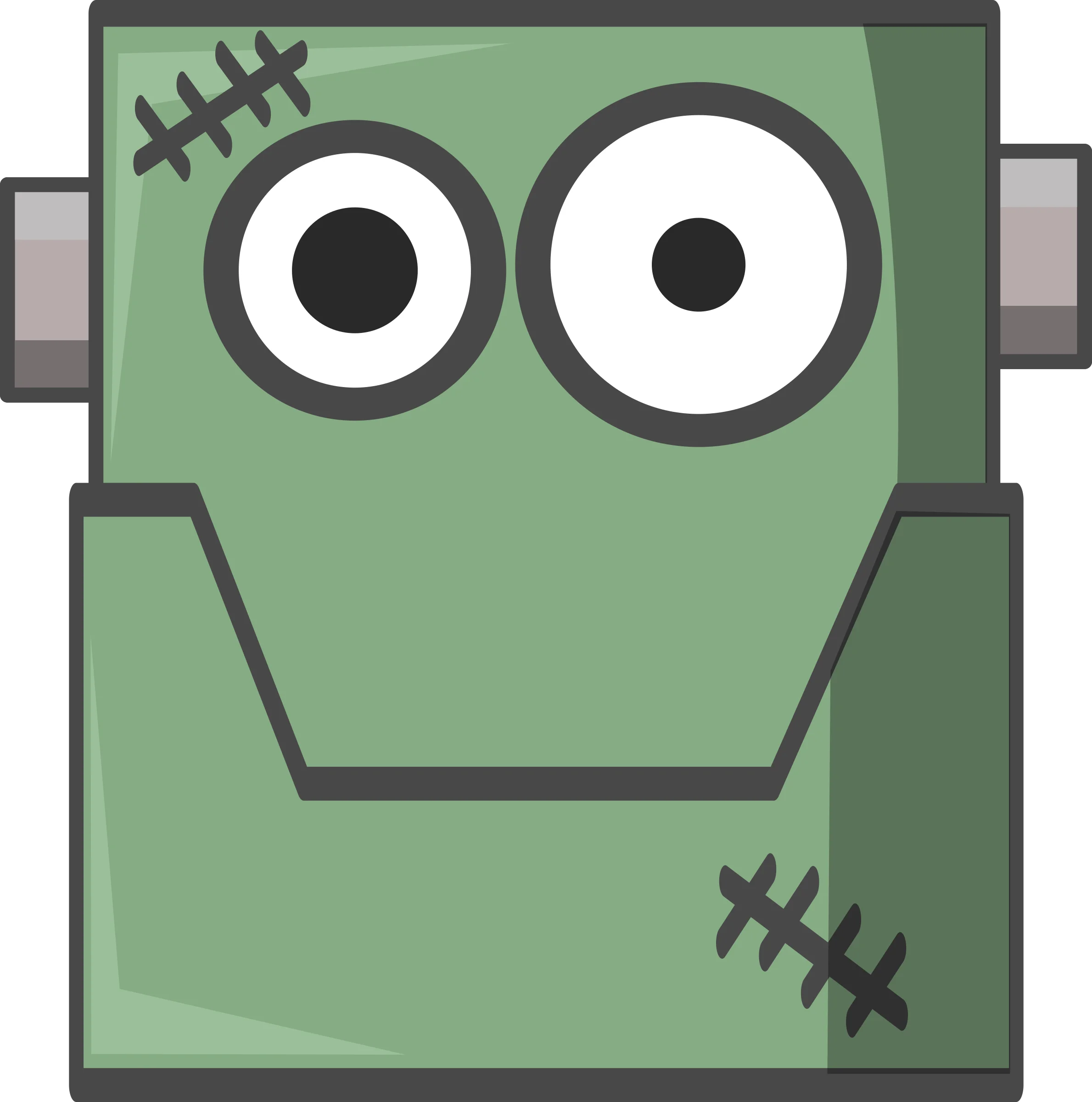 Quirky Frankenstein Monster Clipart: Adorably Stitched Square Character Design