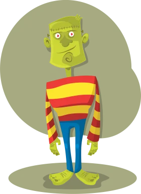 Quirky Frankenstein Monster Clipart with Playful Color Palette and Geometric Style